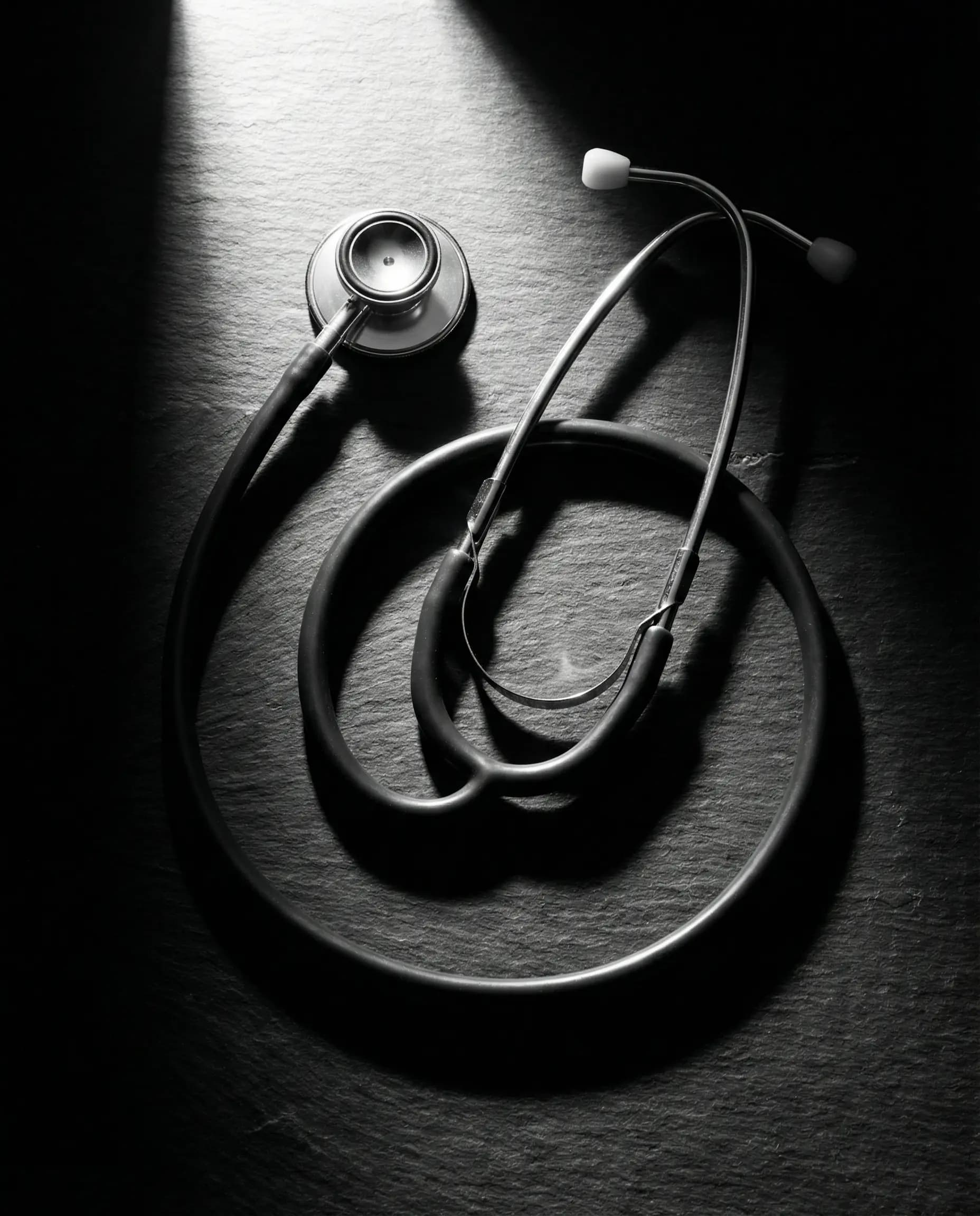 Silhouette of doctor in modern clinic hallway